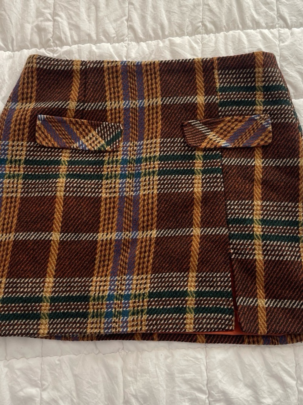 Cider Brown Plaid Blazer & Skirt Set - Picture 4 of 6